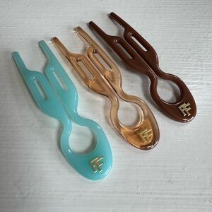Fiona Franchimon No 1 Hairpin Trio - Tantalizing Blue, Bronze Glaze, Mochaccino